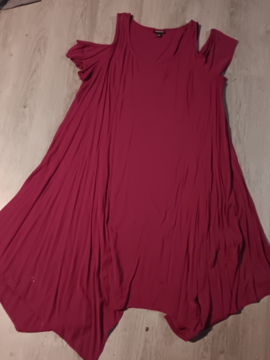torrid Dresses & Skirts - Torrid Raspberry Cold-Shoulder Asymmetrical Swing Dress